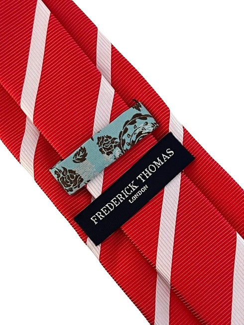 red and white classic  striped  tie